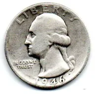 Estados Unidos - 1946 - 25 Cents - Quarter Dollar - Prata .900 - Aprox. 6,25g - 24,3mm