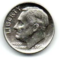Estados Unidos - 1954 - 10 Cents - Prata .900 - Aprox 2,5g - 17,9mm