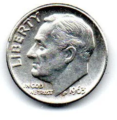 Estados Unidos - 1963D - 10 Cents - Prata .900 - Aprox 2,5g - 17,9mm