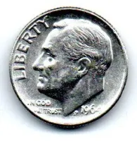 Estados Unidos - 1964D - 10 Cents - Prata .900 - Aprox 2,5g - 17,9mm