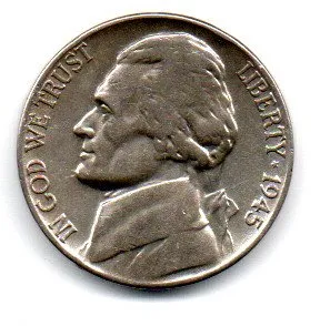 Estados Unidos - 1945P - 5 Cents - Prata .350 - Aprox. 5g - 21,21mm Imagem