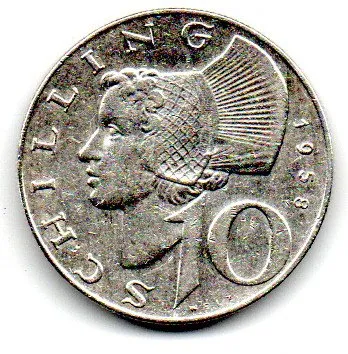 Áustria - 1958 - 10 Schilling - Prata .640 - Aprox 7,5g - 27mm Imagem