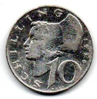Áustria - 1958 - 10 Schilling - Prata .640 - Aprox 7,5g - 27mm