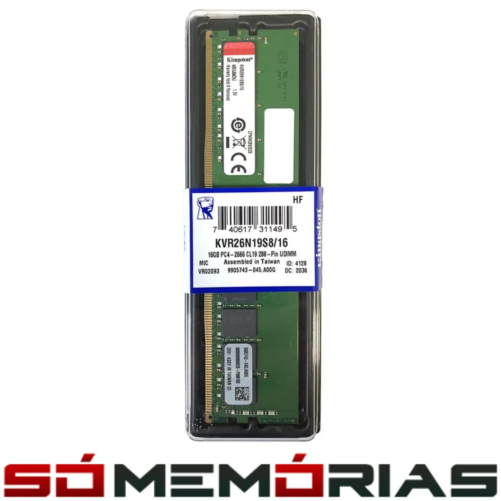  Memória RAM para PC Kingston 16GB DDR4 2666MHZ - KVR26N19S8/16