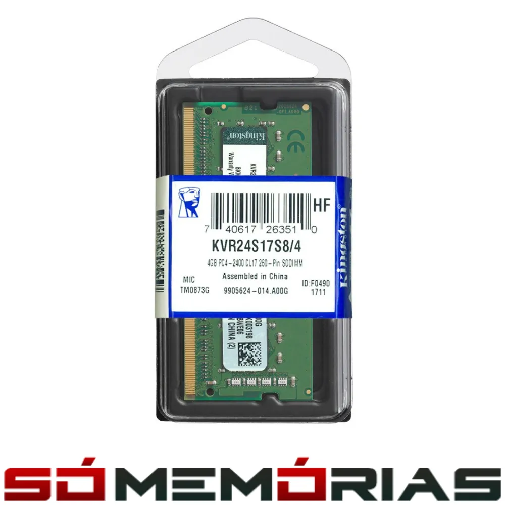 Memória RAM para Notebook DDR4 4GB 2400MHz Kingston - KVR24S17S8/4