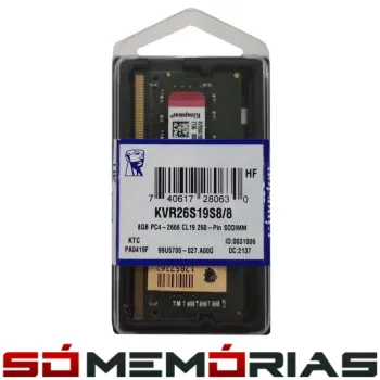 Memória RAM para Notebook DDR4 8GB 2666MHz Kingston - KVR26S19S8/8