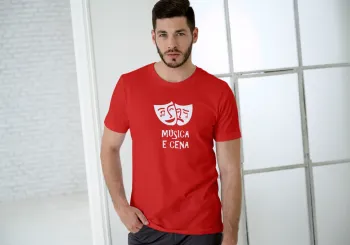 Camiseta Música e Cena (Vermelho e Branco) - Foto 2