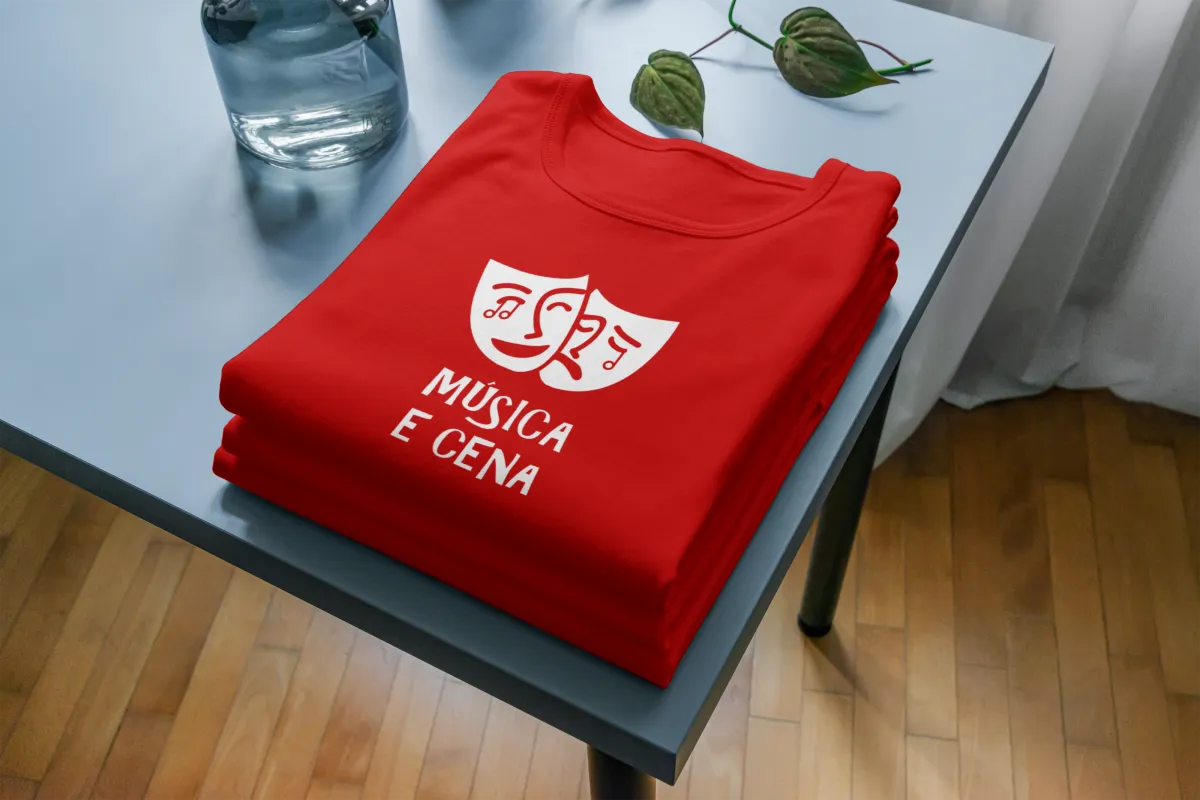 Camiseta Música e Cena (Vermelho e Branco)