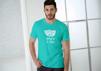 Camiseta Música e Cena (Turquesa e Branco) - Foto 2