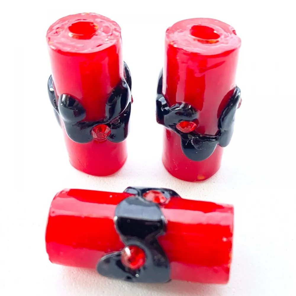  Firma de murano GG com strass Vermelho e Preto 