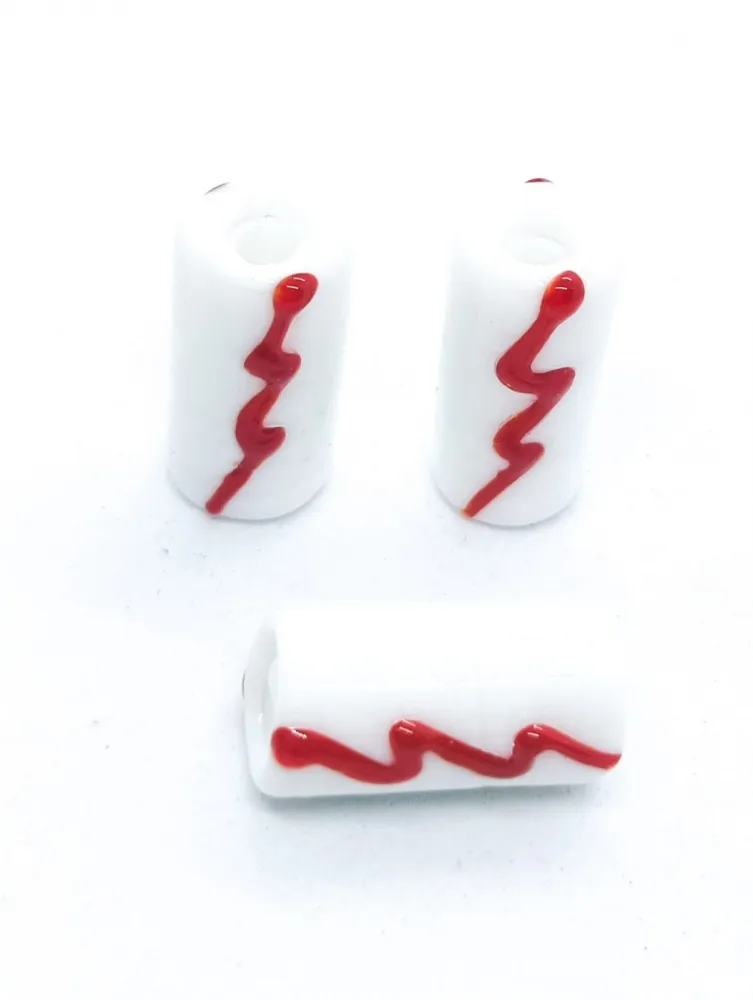 Firma de murano Branco com raio Vermelho