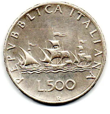 Itália - 1966 - 500 Lire - Prata .835 - Aprox 11g - 29mm Imagem