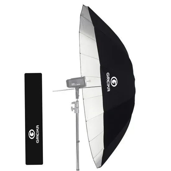  Sombrinha Greika  BS16-75 Gigante Diametro 190cm Preta/Prata/Difusora 