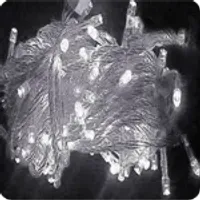 Cordão Pisca Externo Fixo 100 Led Branco Frio - Fio Cristal Macho e Femia 10 metros