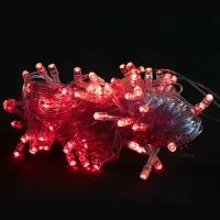 Cordão Pisca Externo Fixo 100 Led Vermelho - Fio Cristal Macho e Femia 10 metros - Foto 2