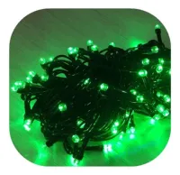 Cordao Pisca Externo Fixo 100 Led VERDE - Fio Verde Macho e Femia 10 metros
