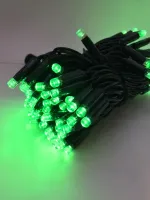 Cordão Pisca BLINDADO Externo Fixo 100 Led VERDE - Fio reforçado Verde Macho e Femia 10 metros