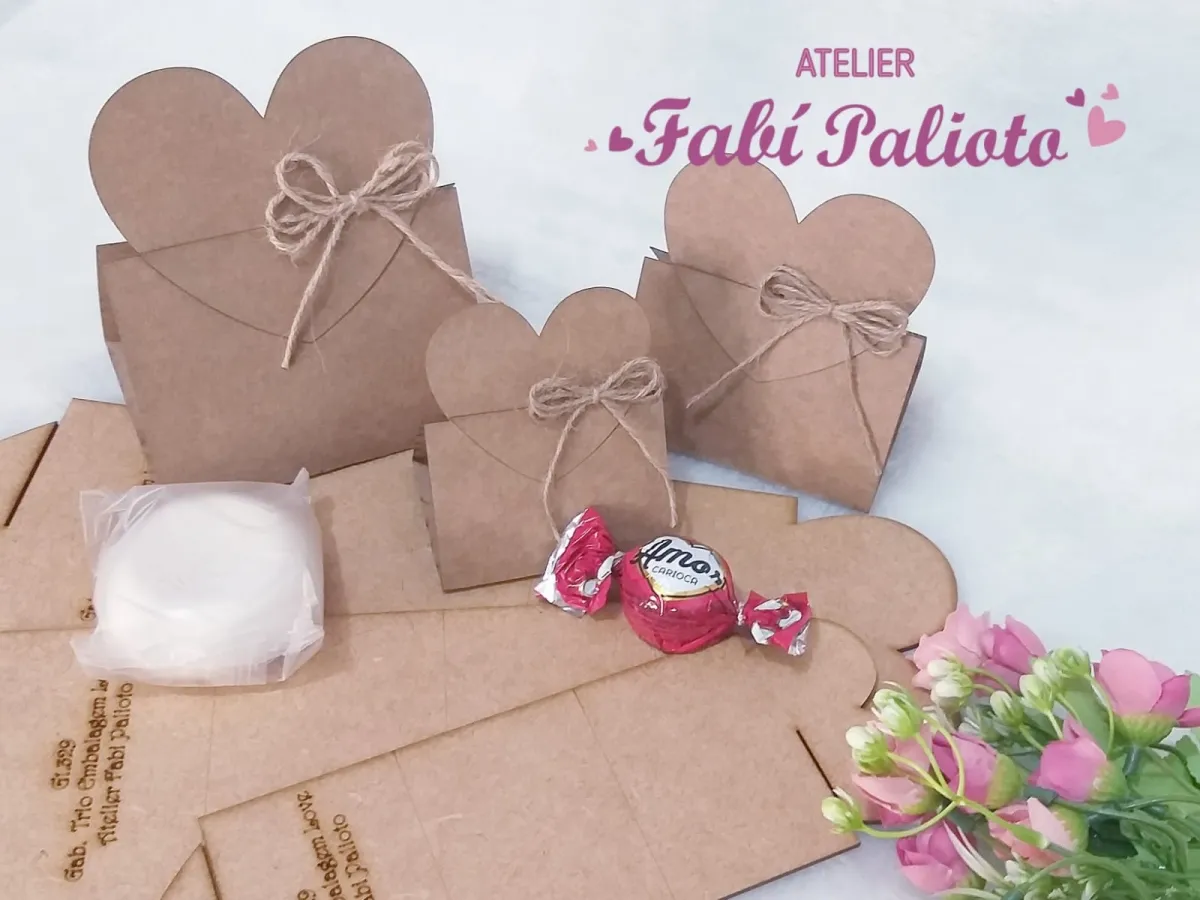 G1.329  Gabarito de Moldes em MDF Embalagem  Trio Love Imagem