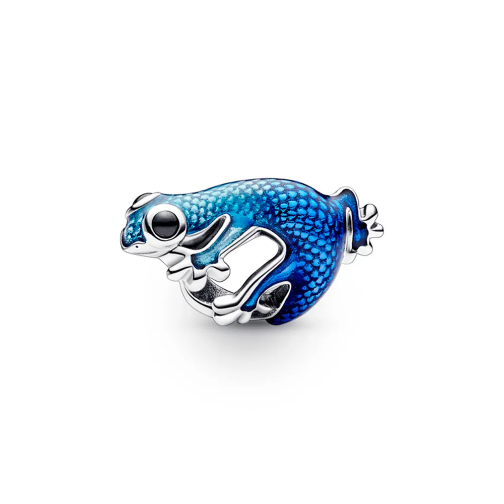 Berloque gecko azul metalico – em Prata925
