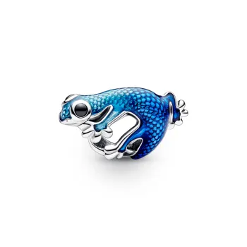 Berloque gecko azul metalico – em Prata925