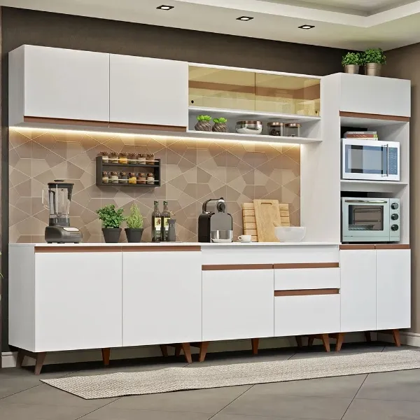 Armário de Cozinha Completa 310cm Branco Reims Madesa 02 Imagem