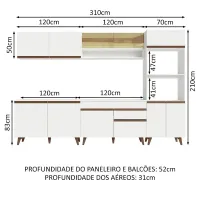 Armário de Cozinha Completa 310cm Branco Reims Madesa 02 - Foto 3
