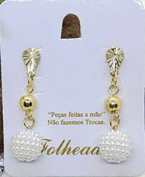 Brinco perola comde Folheado