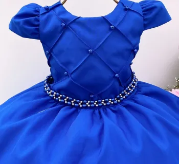 Vestido Festa Azul Royal Pérola Mod.1 - Foto 2