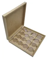Caixa Decorativa em MDF com espaços para as 16 Moedas das Olímpiadas e Paraolimpíadas com Modalidades e Mascotes (Vazia)