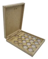 Caixa Decorativa em MDF com espaços para as 17 Moedas das Olímpiadas, Paraolimpíadas com Modalidades, Mascotes e Bandeira (Vazia)