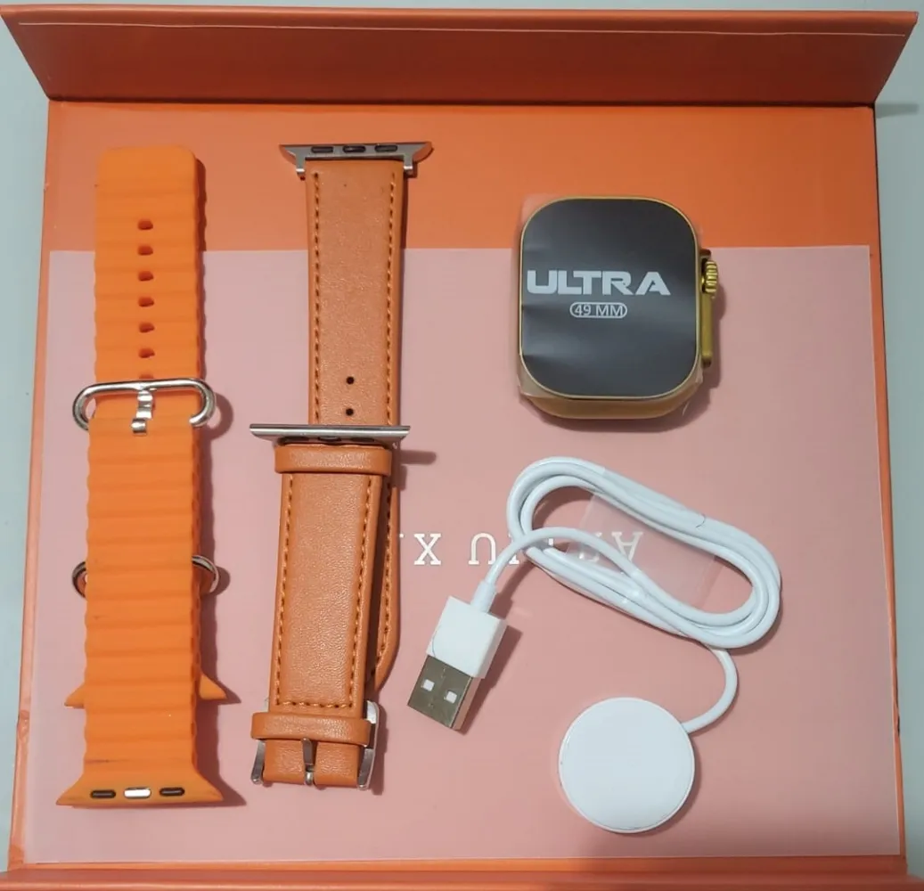RELÓGIO INTELIGENTE SMARTWATCH AMAX ULTRA LARANJA C/ DUAS PULSEIRAS Imagem