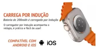 RELÓGIO INTELIGENTE SMARTWATCH AMAX ULTRA LARANJA C/ DUAS PULSEIRAS - Foto 2