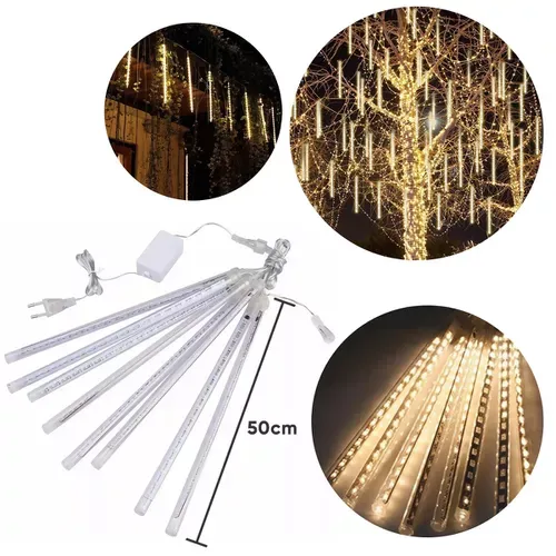 Jogo 8 Tubo Led 50 CM Led Branco quente - Snow Fall Efeito Neve