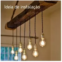 Pendente Corda E27 Retro Rústico Vintage Decorativo - Foto 4