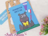 G1.432  Gabarito de Moldes em MDF  Hipopótamo Higiene Bucal Livro Sensorial