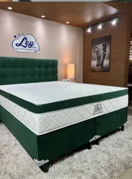 Conjunto Box Queem Isofort Luxo Verde com Espuma D26 selada e Malha Fria e  Molas Ensacadas Individualmente 