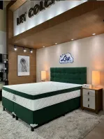 Conjunto Box Queem Isofort Luxo Verde com Espuma D26 selada e Malha Fria e  Molas Ensacadas Individualmente  - Foto 3