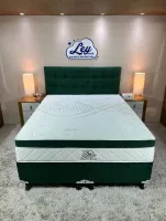 Conjunto Box Queem Isofort Luxo Verde com Espuma D26 selada e Malha Fria e  Molas Ensacadas Individualmente  - Foto 4