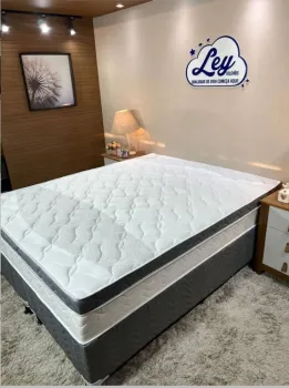Conjunto Box Queem Isofort Soft Cinza Limitada com Espuma D26 selada e Malha Fria e  Molas Ensacadas Individualmente  - Foto 2