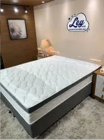 Conjunto Box Queem Isofort Soft Cinza Limitada com Espuma D26 selada e Malha Fria e  Molas Ensacadas Individualmente  - Foto 2