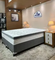 Conjunto Box Queem Isofort Soft Cinza Limitada com Espuma D26 selada e Malha Fria e  Molas Ensacadas Individualmente  - Foto 3