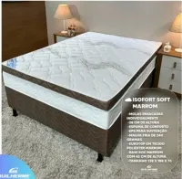 Conjunto Box Queem Isofort Soft Marrom com Espuma D26 selada e Malha Fria e  Molas Ensacadas Individualmente  - Foto 2