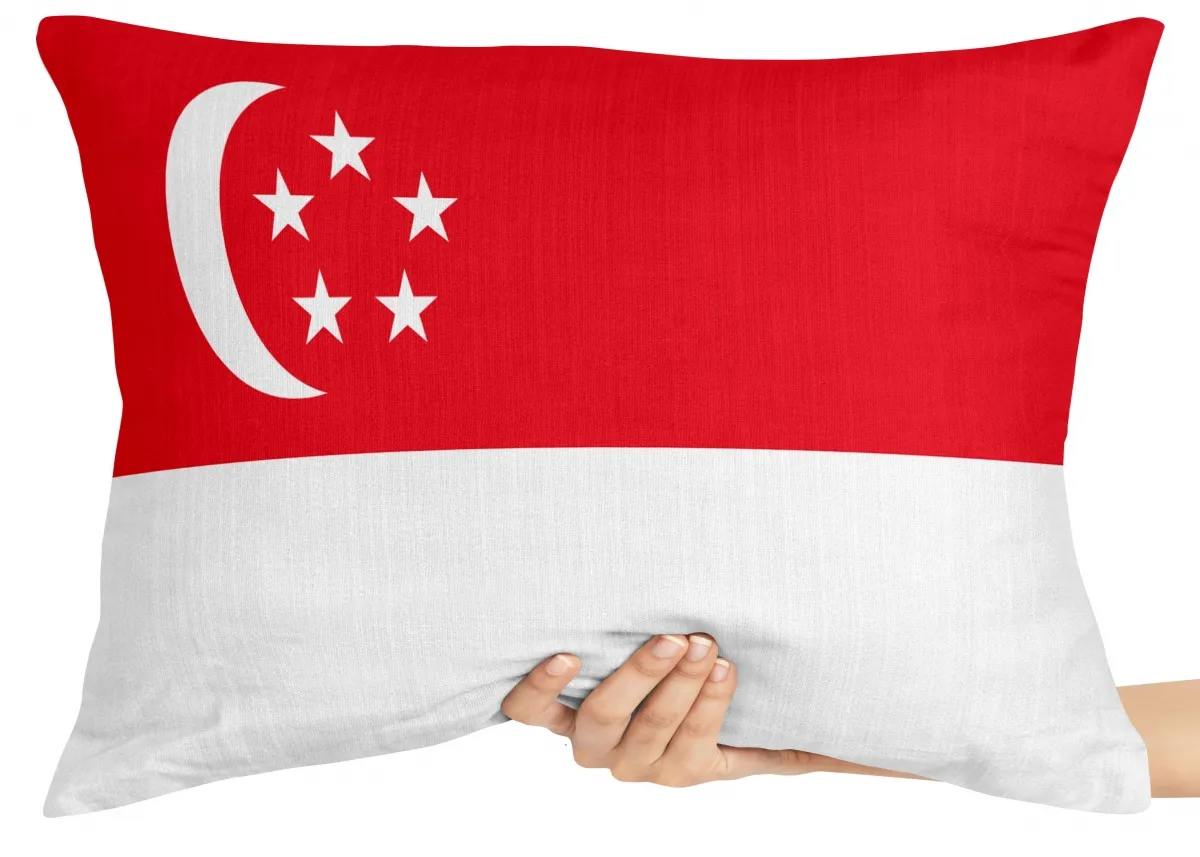 Capa de Almofada ou Travesseiro Bandeira Cingapura Singapura