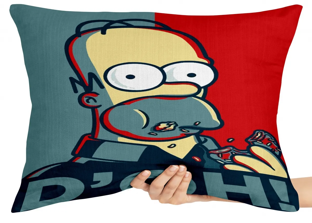 Capa de Almofada ou Travesseiro Homer Simpsons Rosquinha Imagem