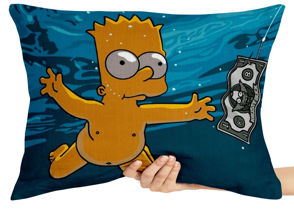 Capa de Almofada ou Travesseiro Simpsons Bart dolar nirvana Imagem