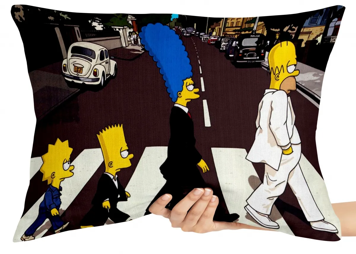 Capa de Almofada ou Travesseiro Simpsons Beatles banda homer Imagem