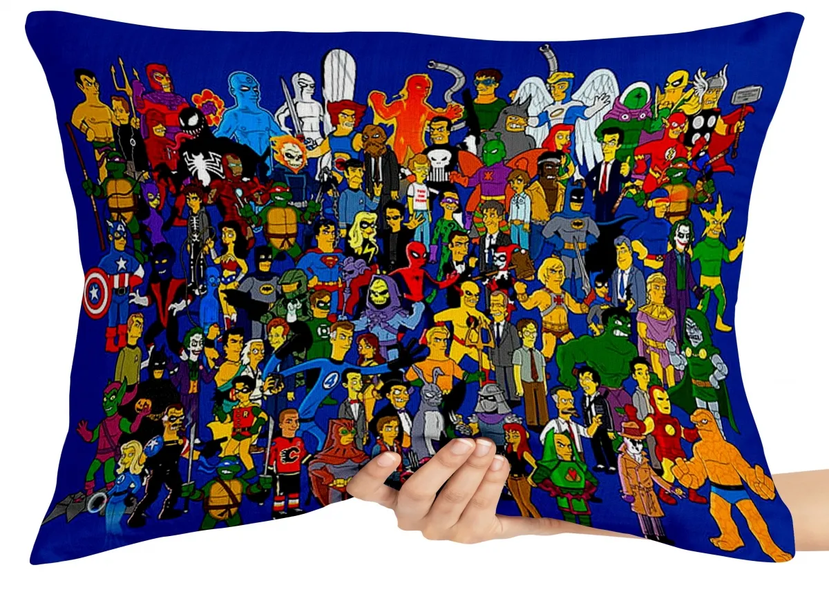 Capa de Almofada ou Travesseiro simpsons super herois marvel