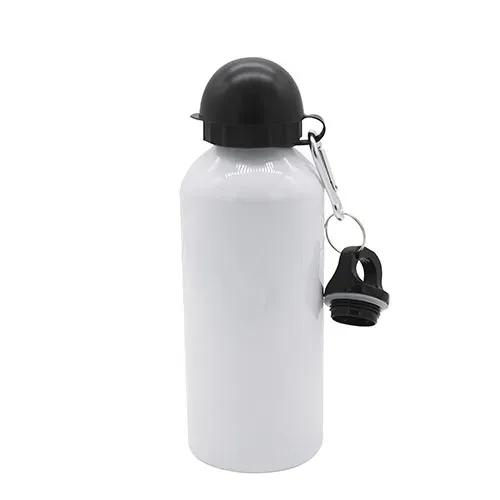 SQUEEZE DE ALUMINIO BRANCO TAMPA BOLINHA  E MOSQUETAO  600 ML PARA SUBLIMAÇÃO (BRANCO)