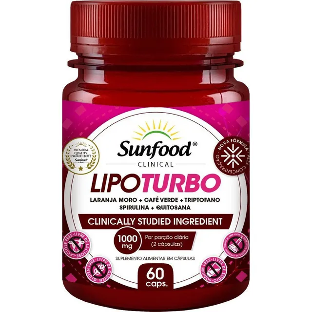 Lipoturbo 1000mg 60 Cápsulas Sunfood Termogenico emagrecedor