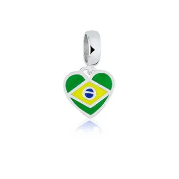 Berloque de Prata  950  - Bandeira do Brasil  - 250652